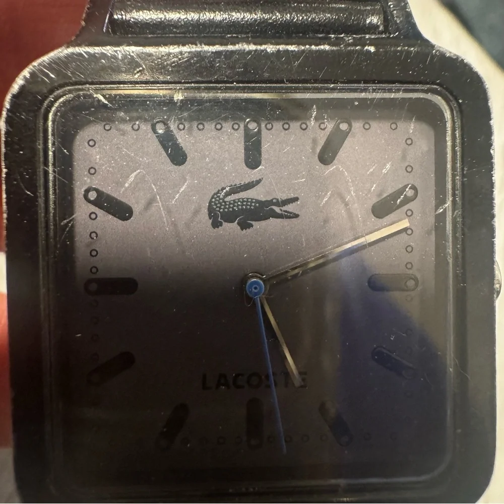 Lacoste LG 56.4.22.2304 Watch With Leather Band Square Face RARE Needs Battery
